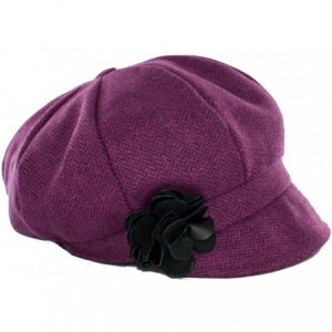Newsboy Caps Ladies Newsboy Hat - Burgundy Herringbone - CJ18OQLOUE8 $88.79