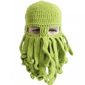 Balaclavas Windproof Warm Knitted Beanie Hat Octopus Cap Wind Ski Mask Hat - Green - CF12N394B9N $42.42