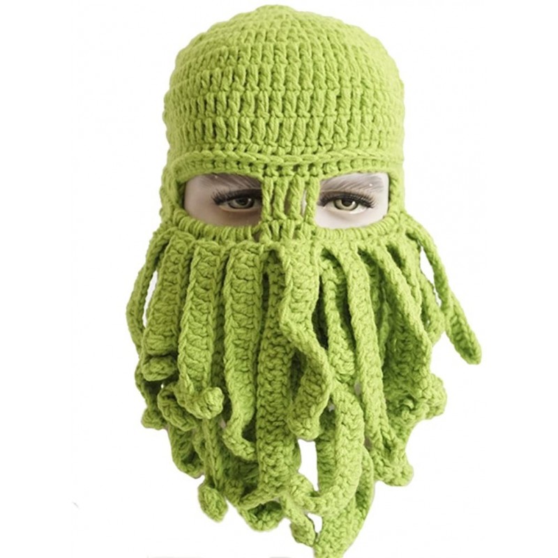 Balaclavas Windproof Warm Knitted Beanie Hat Octopus Cap Wind Ski Mask Hat - Green - CF12N394B9N $42.42