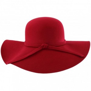 Sun Hats Wide Brimmed Wool Floppy Hat - Red - CW111OSXWFJ $42.30