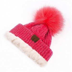 Skullies & Beanies Women Winter Pom Pom Beanie Hats Warm Fleece Lined-Chunky Trendy Cute Chenille Knit Twist Cap - 3-deep Pin...