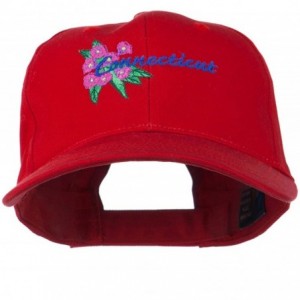 Baseball Caps USA State Connecticut Flower Embroidered Low Profile Cotton Cap - Red - CR11NY3ENN7 $52.70