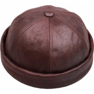 Skullies & Beanies Leon MST Skull Cuff Beanie Hat Watch Cap Docker Hat - Dark Brown - CL187O47KZZ $45.30