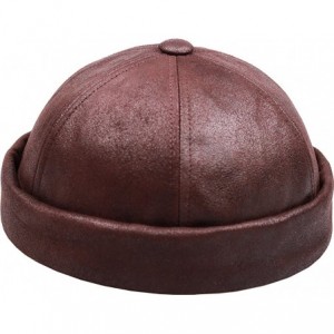 Skullies & Beanies Leon MST Skull Cuff Beanie Hat Watch Cap Docker Hat - Dark Brown - CL187O47KZZ $45.30