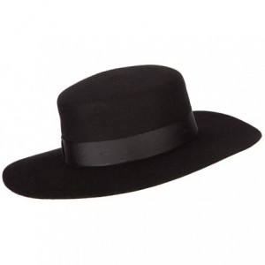 Fedoras Women's Wool Felt Wide Satin Ribbon Trim Bolero Fedora Hat - Black - CR18WG8HDGX $93.61