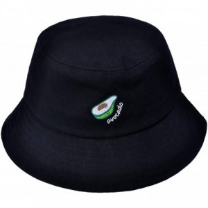 Bucket Hats Unisex Fashion Embroidered Bucket Hat Summer Fisherman Cap for Men Women - Black Avocado - CY194X9S385 $35.28
