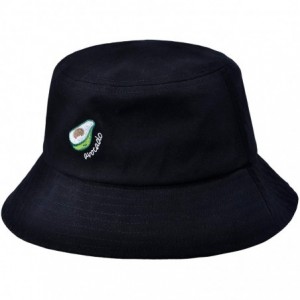 Bucket Hats Unisex Fashion Embroidered Bucket Hat Summer Fisherman Cap for Men Women - Black Avocado - CY194X9S385 $31.46