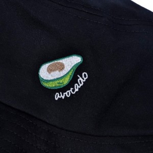 Bucket Hats Unisex Fashion Embroidered Bucket Hat Summer Fisherman Cap for Men Women - Black Avocado - CY194X9S385 $33.16