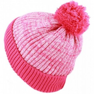 Skullies & Beanies Exclusive Ribbed Knit Warm Fuzzy Thick Fleece Lined Winter Skull Beanie - Hot Pink With Pom - C718KCAIKYC ...