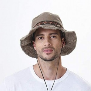 Sun Hats Boonie Bush Hat Aztec Pattern Wide Brim Side Snap KR8752 - Brown - CQ184S9GUYS $46.91