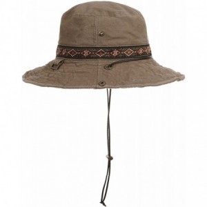 Sun Hats Boonie Bush Hat Aztec Pattern Wide Brim Side Snap KR8752 - Brown - CQ184S9GUYS $46.91