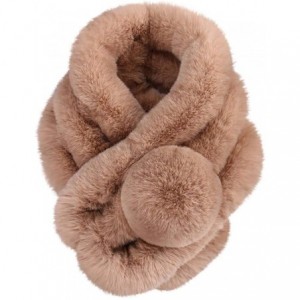Skullies & Beanies Womens Scarf-Women's Winter Warm Scarf Thicken Fluffy Fleece Fur Scarves (Khaki) - Khaki - CT18INYUOIK $19.75