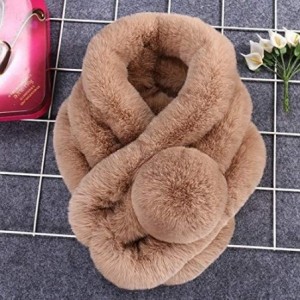 Skullies & Beanies Womens Scarf-Women's Winter Warm Scarf Thicken Fluffy Fleece Fur Scarves (Khaki) - Khaki - CT18INYUOIK $18.99
