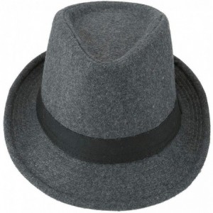 Fedoras Unisex Classic 20s Manhattan Cotton Twill Herringbone Trilby Fedora Hat with Band Casual Jazz Wool Cap - Grey - CF18G...