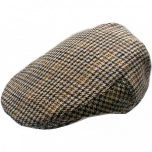 Newsboy Caps Mens Wool Blend Houndstooth Ivy Golf Driver Hat Irish Hunting Gatsby Flat Cap - CC1297HA2KF $22.45