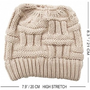 Skullies & Beanies Womens Beanie Stretch Cable Knit Messy Bun Ponytail Beanies Hats - Beige - CU1930DDT02 $19.90