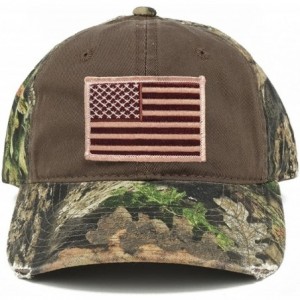Baseball Caps US American Flag Patch Mossy Oak Realtree Camo Adjustable Cap - Choclate - Desert Patch - CZ12MY4GR21 $41.94