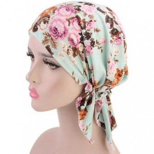 Skullies & Beanies Women Ruffles Floral Print Cancer Chemo Hat Beanie Scarf Turban Head Wrap Cap - M - CG18QXL79QL $18.99