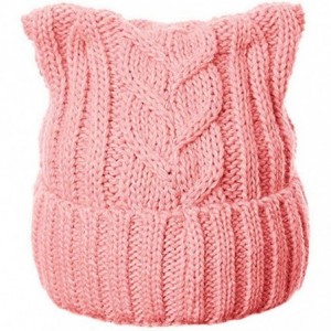 Skullies & Beanies Winter Knit Beanie Lady Women Rights March Pussycat Hat Handmade Cap - Pink - C118L3Z3922 $20.70