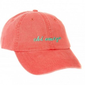 Baseball Caps Chi Omega (N) Sorority Baseball Hat Cap Cursive Name Font chi o - Coral - CQ189D8G0YX $40.58