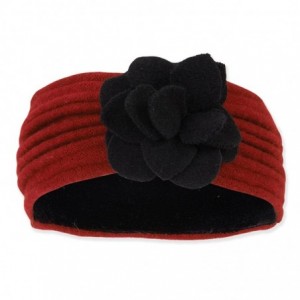 Cold Weather Headbands Women Accordion Headband with Flower Accent (B. Red) - B. Red - CJ11PN3NK7L $34.11