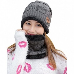 Skullies & Beanies Women's Beanie Hat Scarf Set Knit Warm Thick Winter Snow Skull Caps - Gary - CJ1857K0ENM $20.41