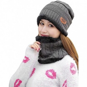 Skullies & Beanies Women's Beanie Hat Scarf Set Knit Warm Thick Winter Snow Skull Caps - Gary - CJ1857K0ENM $18.25