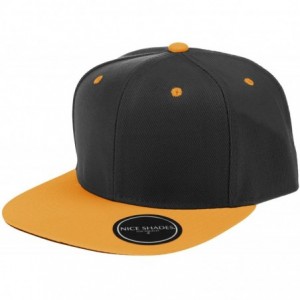 Baseball Caps Classic Flat Bill Visor Blank Snapback Hat Cap with Adjustable Snaps - Black - Yellow - C1119R34UGN $19.39