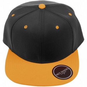 Baseball Caps Classic Flat Bill Visor Blank Snapback Hat Cap with Adjustable Snaps - Black - Yellow - C1119R34UGN $19.39