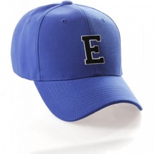 Baseball Caps Classic Baseball Hat Custom A to Z Initial Team Letter- Blue Cap White Black - Letter E - C718IDTDDH7 $22.11
