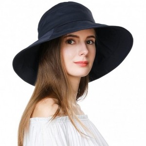 Baseball Caps Womens UPF50 Cotton Packable Sun Hats w/Chin Cord Wide Brim Stylish 54-60CM - 69038_navy(with Face Shields)740-...