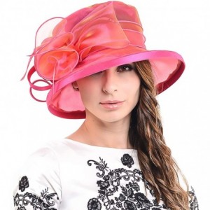 Sun Hats Lady Kentucky Derby Dress Church Wedding Party Hat Drown Brim S043 - Rose - C512E1AQTQT $48.71