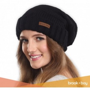 Skullies & Beanies Slouchy Cable Knit Beanie for Women - Warm & Cute Winter Knitted Caps for Cold Weather - Black - CU1854KMH...