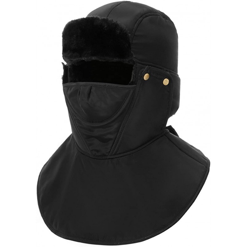 Balaclavas Unisex Winter Trooper Trapper Hat Hunting Hat Ushanka Ear Flap Chin Strap with Windproof Mask - Black - C2186S24QY...