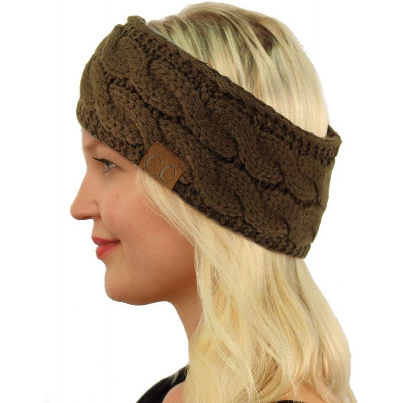 Cold Weather Headbands Winter Fuzzy Fleece Lined Thick Knitted Headband Headwrap Earwarmer - Solid New Olive - CR18I4D29MQ $1...