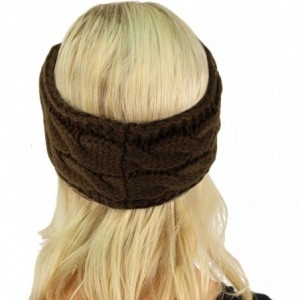 Cold Weather Headbands Winter Fuzzy Fleece Lined Thick Knitted Headband Headwrap Earwarmer - Solid New Olive - CR18I4D29MQ $1...