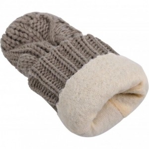 Skullies & Beanies 3 in 1 Women Soft Warm Thick Cable Knitted Hat Scarf & Gloves Winter Set - Khaki Gloves W/ Lined - CK182A9...
