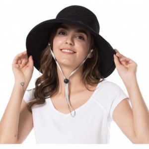 Bucket Hats Women Wide Brim Sun Hats Foldable UPF 50+ Sun Protective Bucket Hat - Reticulated-black - CH18SWCYC3X $35.34