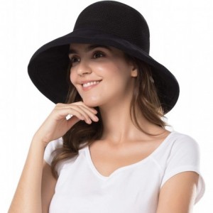 Bucket Hats Women Wide Brim Sun Hats Foldable UPF 50+ Sun Protective Bucket Hat - Reticulated-black - CH18SWCYC3X $30.18
