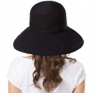 Bucket Hats Women Wide Brim Sun Hats Foldable UPF 50+ Sun Protective Bucket Hat - Reticulated-black - CH18SWCYC3X $30.18