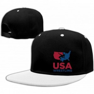 Baseball Caps Unisex USA Wrestling Flat Baseball hat - Hip Hop White - C118I5G20G8 $25.95