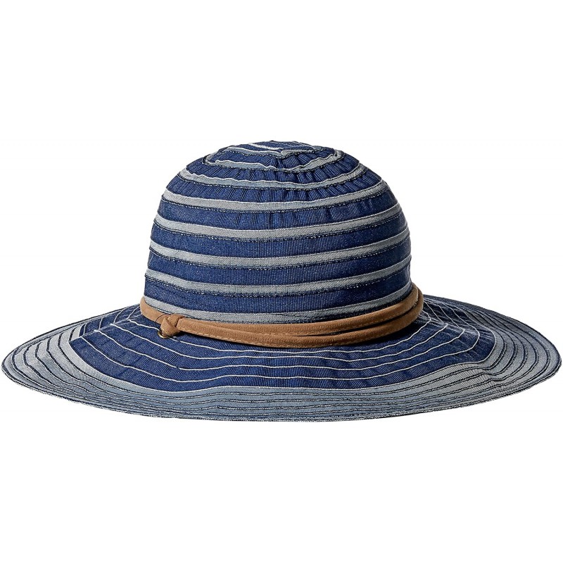 Sun Hats Women's 4-Inch Brim Ribbon Floppy Sun Hat - Denim - C212GTZL8M5 $49.89