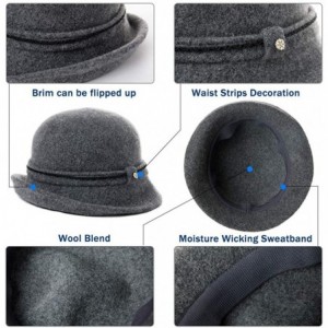Bucket Hats Womens Wool Blend Winter Bucket 1920s Vintage Derby Hat Fedora Round Fall Bowler 55-59cm - 00090-camel - CL18YRI6...