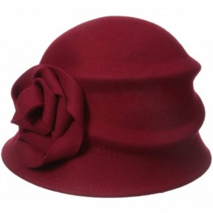 Sun Hats Women's Alexandrite Wool Trilby Hat with Flower Trim - Scarlet - CP119OIUVFZ $106.11
