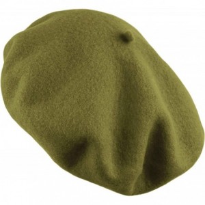 Berets Women's Wool French Beret Cozy Stretchable Beanie Unisex Artist Cap One Size - Pickle Green - CG192U97RSN $18.08