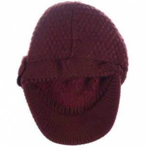 Newsboy Caps Womens Winter Chic Cable Warm Fleece Lined Crochet Knit Hat W/Visor Newsboy Cabbie Cap - CH1860Y9L33 $33.20