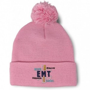 Skullies & Beanies Winter Pom Pom Beanie for Men & Women EMT Paramedic First Response Embroidery - Soft Pink - CL18ZH7EKZ5 $2...