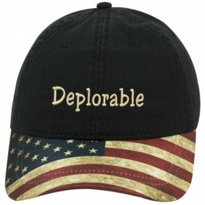 Baseball Caps DEPLORABLE AMERICAN Trump Unisex snap backs cap for Mens or Womens - Black With American Flag - CC18LH38OR5 $39.23