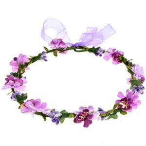 Headbands Women Boho Flower Headband Berry Floral Crown Hair Wreath Garland Halo - Purple - CD18EGGMO4U $18.68