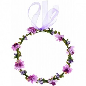 Headbands Women Boho Flower Headband Berry Floral Crown Hair Wreath Garland Halo - Purple - CD18EGGMO4U $16.63